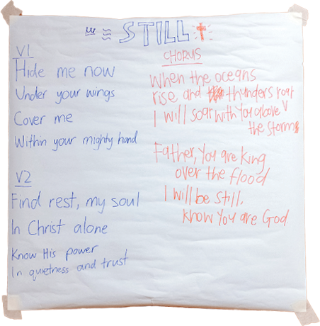Worship notes on the wall